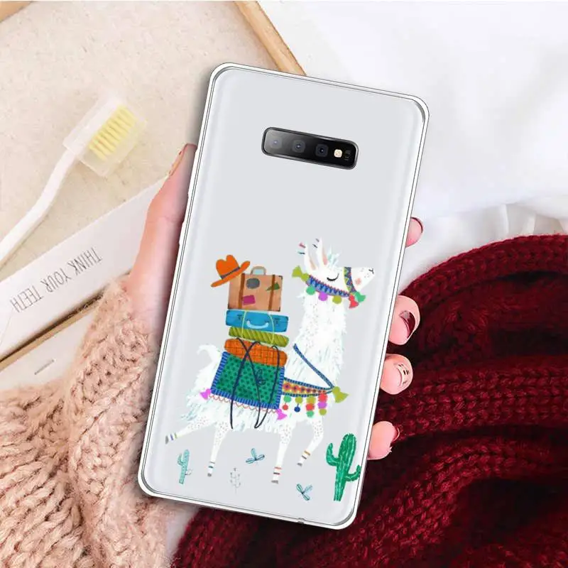 

Kawaii Cute Llama Alpaca Phone Case Clear Transparent for samsung A 21s 50 71 S 8 9 20 note 10 20 plus ultra