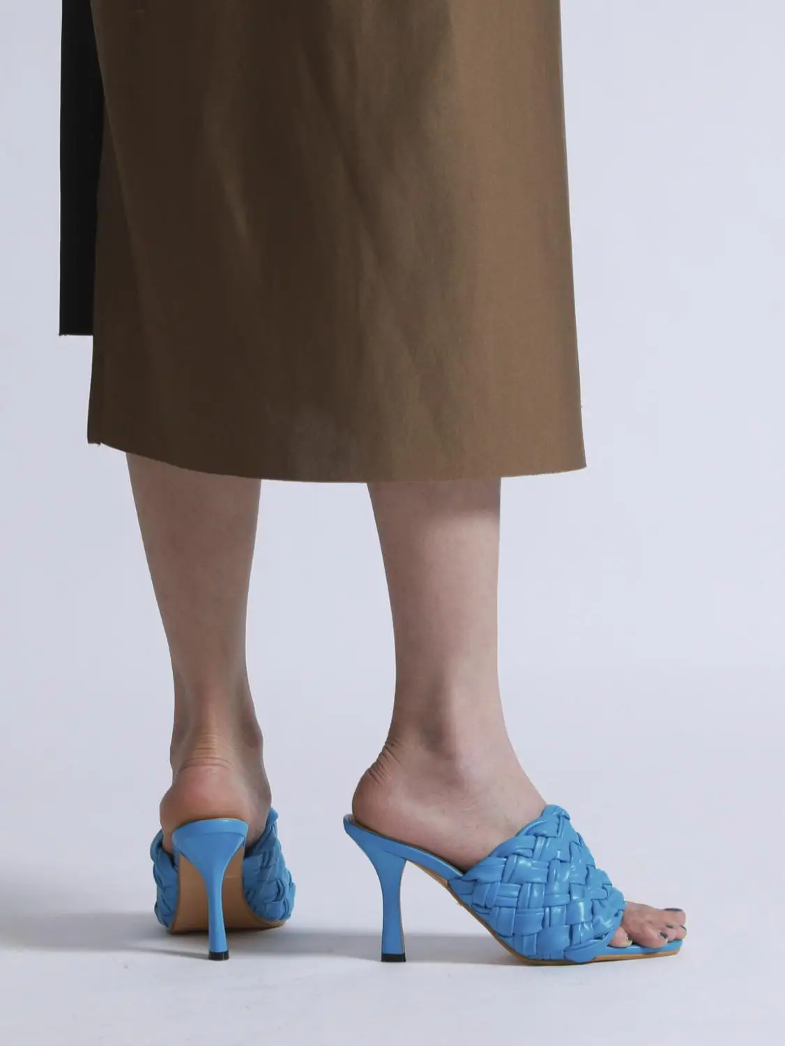 

Shoes Woman 2020 Thin Heels Low Woman's Slippers Peep Toe New Basic Slides Rome Rubber Fabric PU Hoof Peep Toe Female Shoes