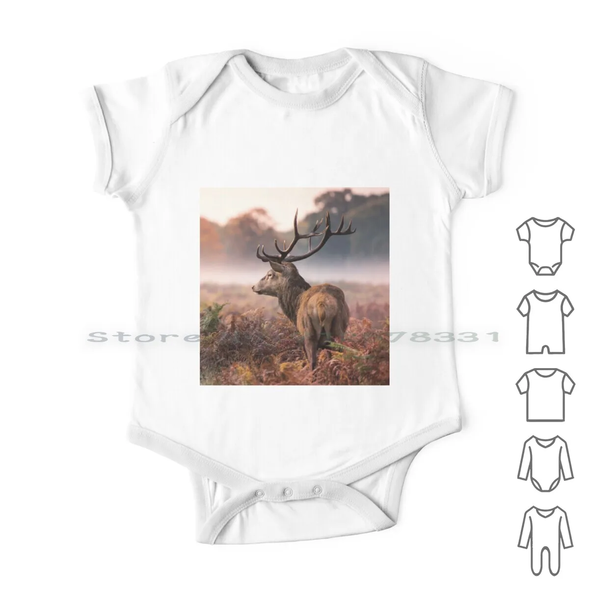

The Deer Checks To See If There Is A Hunter In The Distance. Newborn Baby Clothes Rompers Cotton Jumpsuits Popular Deer Animal