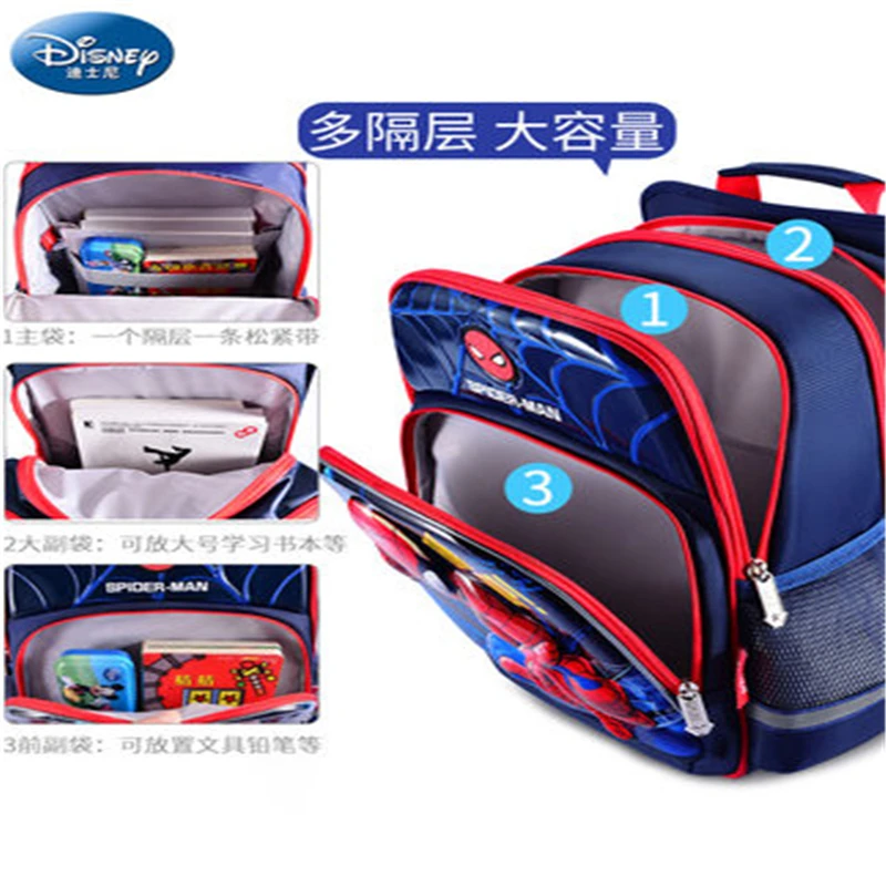 

Disney Children Spiderman Backpack Boy Girl Elementary School Backpack Iron Man Kids Kindergarten School Bag Protect The Spine
