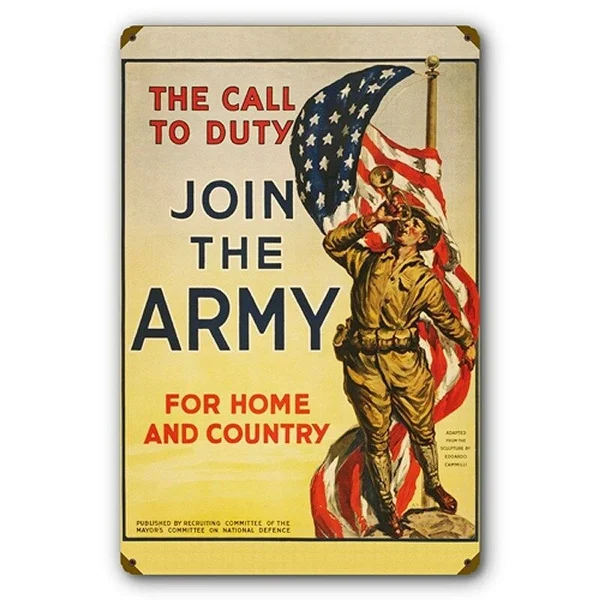

Vintage Metal Tin Sign Join The U.S. Army Wwi Us Army Home Bar Hotel Club Wall Decor Signs 12X8Inch