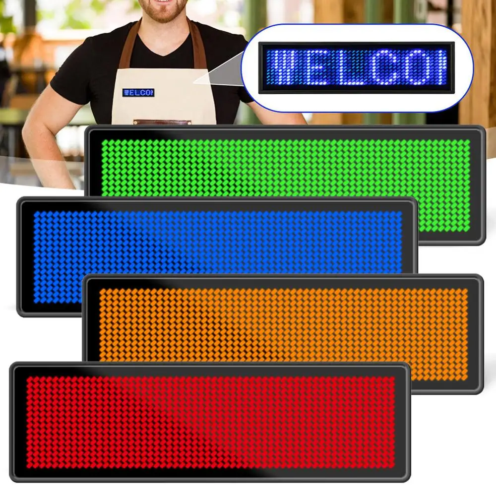 

Rechargeable Led Name Tag Mini Digital Programmable Scrolling Message Tag Badge Sign For Festival Event Support All Languages