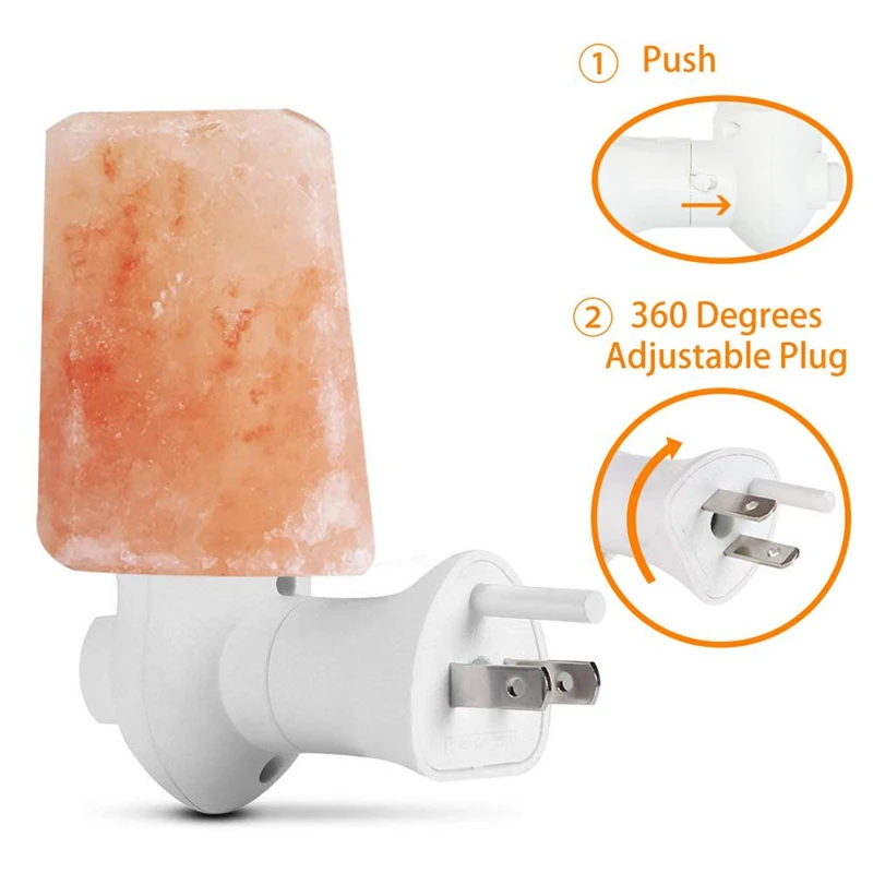 Гималайская соляная лампа Ночной светильник 2 дополнительных лампы розовая