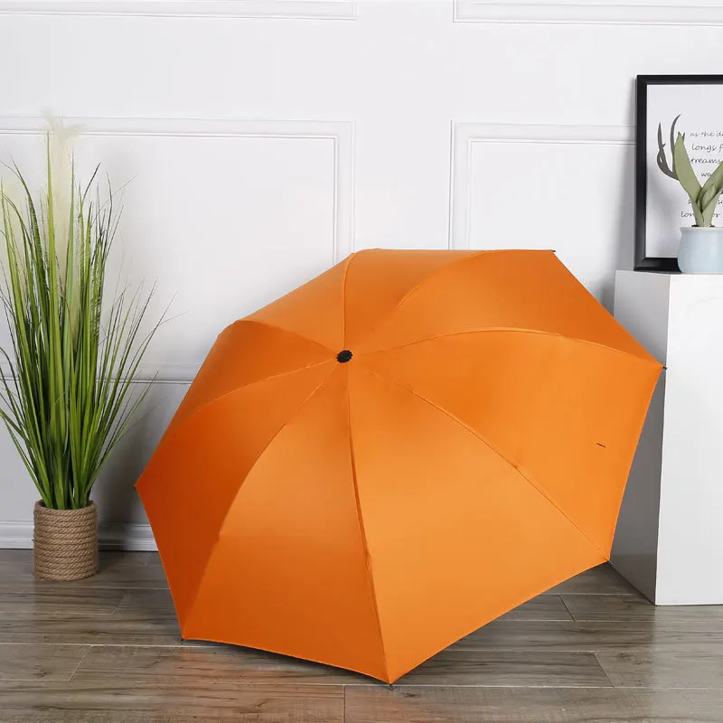 

Women Protable Umbrella Windproof Anti-UV Three Folding Umbrella 8 Ribs Reverse Umbrella Sunscreen Female Parasol Umbrella