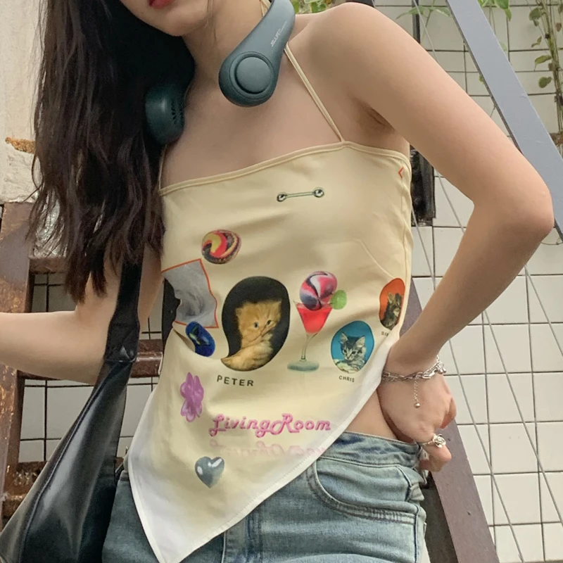 Кофта женская без рукавов бежевая в Корейском стиле Летний сезон 2021 | Женская