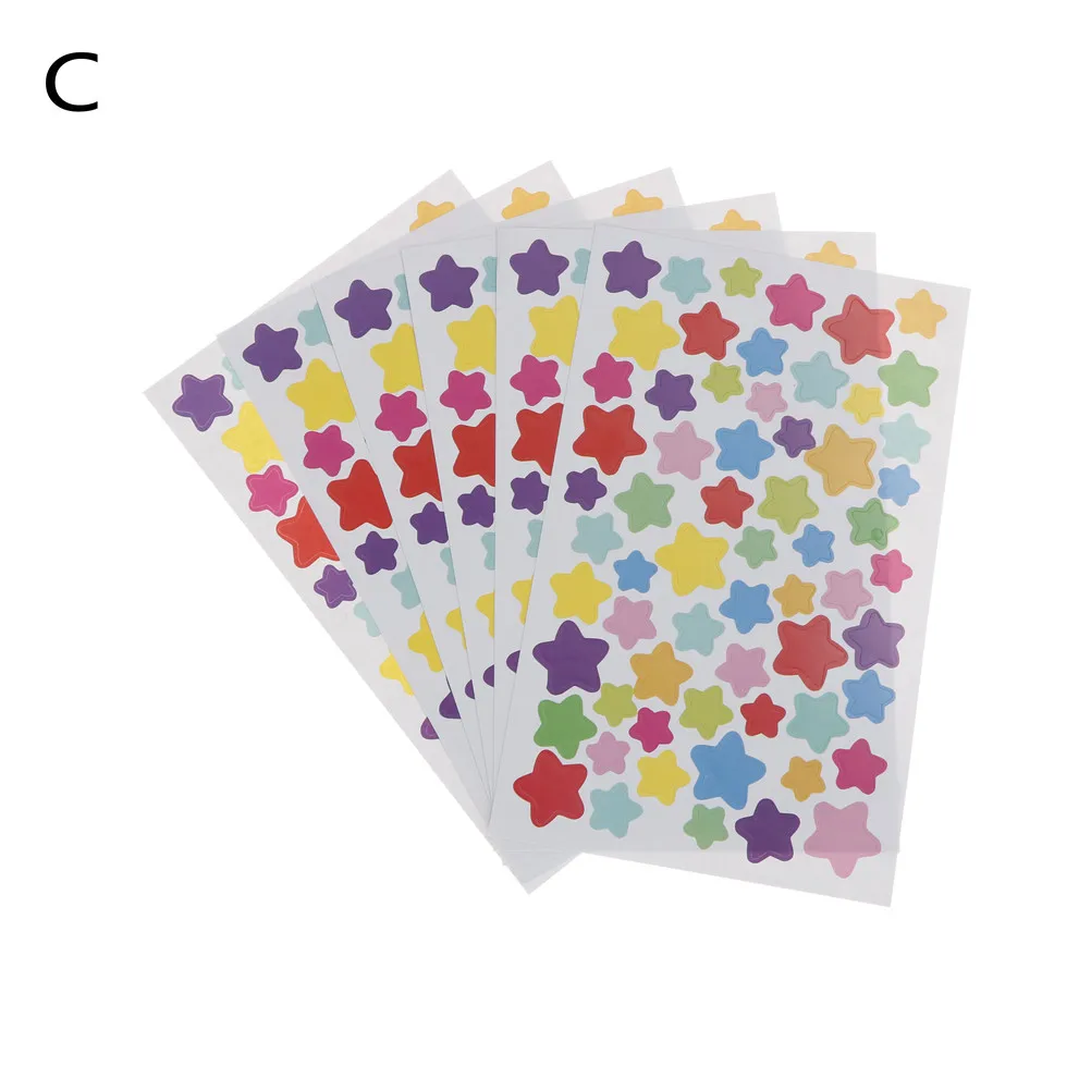 6 Sheets/pack Decorative Candy Colorful Heart Dots Star Seal Stickers Diary Phone Bottle Decor Stick Label Kids Stationery | Канцтовары