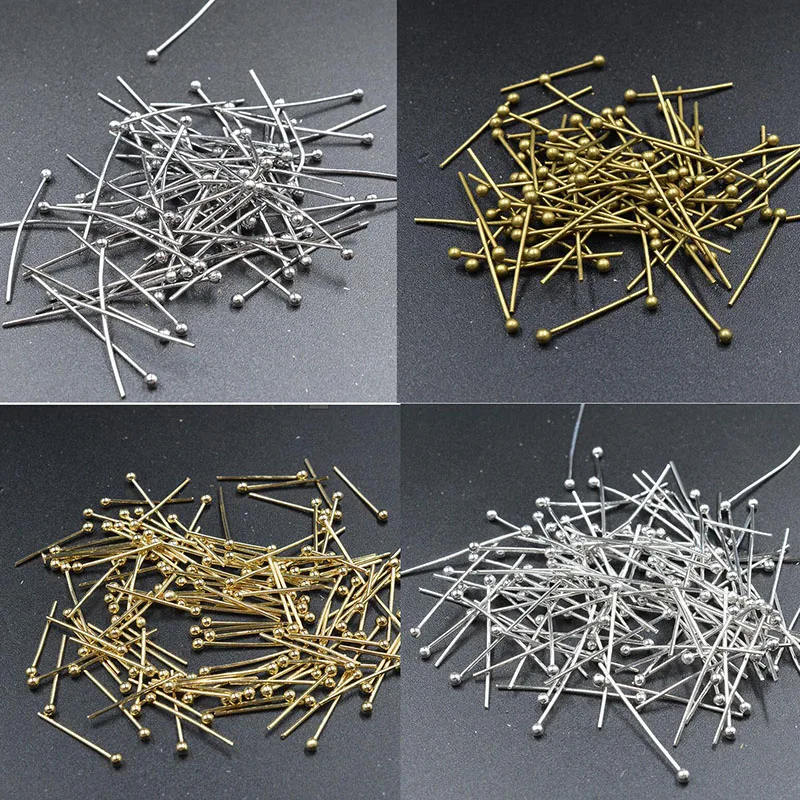 

FLTMRH 200pcs/lot 16 20 25 30 40 50 mm Gold Metal Ball Head Pins For Diy Jewelry Making Head pins Findings Dia 0.5mm Supplies