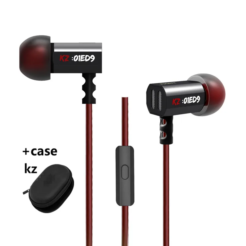 black mic case KZ ED9 гарнитура для мобильного телефона с тяжелыми басами, HIFI металлические наушники из цинкового сплава EDR1/ED2/ZS3 - Цвет: black mic case