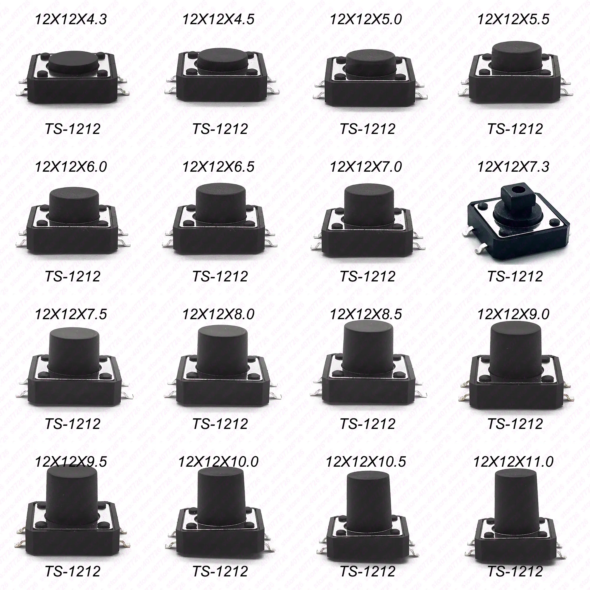10 шт. 12X12 H = 4 3/4 5/5/5.5/6/7/8 ~ 17 мм 4PIN SMT мгновенный тактовый выключатель кнопочный