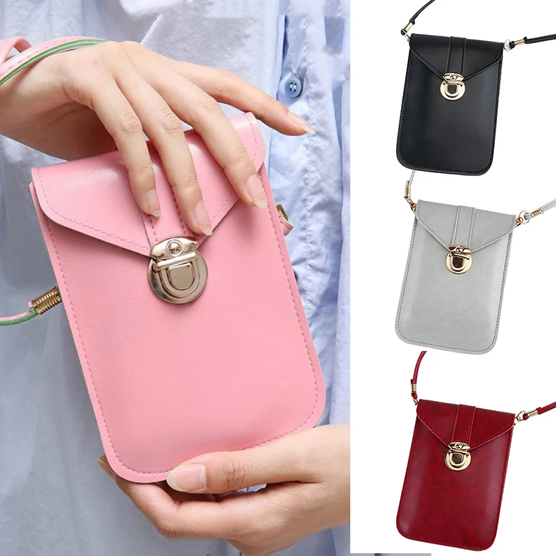 

Newly Touches Screen PU Leather Change Bag Women Crossbody Mobile Phone Pouch Wallet Mothers Day Gift CLA88