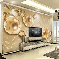 custom mural wallpaper 3d stereo golden pearl flower jewelry background wall painting living room tv sofa bedroom luxury fresco