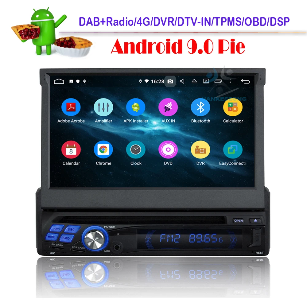 Автомобильный радиоприемник dab + 7 дюймов 1 din bluetooth android 9 0 4 Гб ОЗУ 32 ПЗУ Wi Fi dsp gps сб