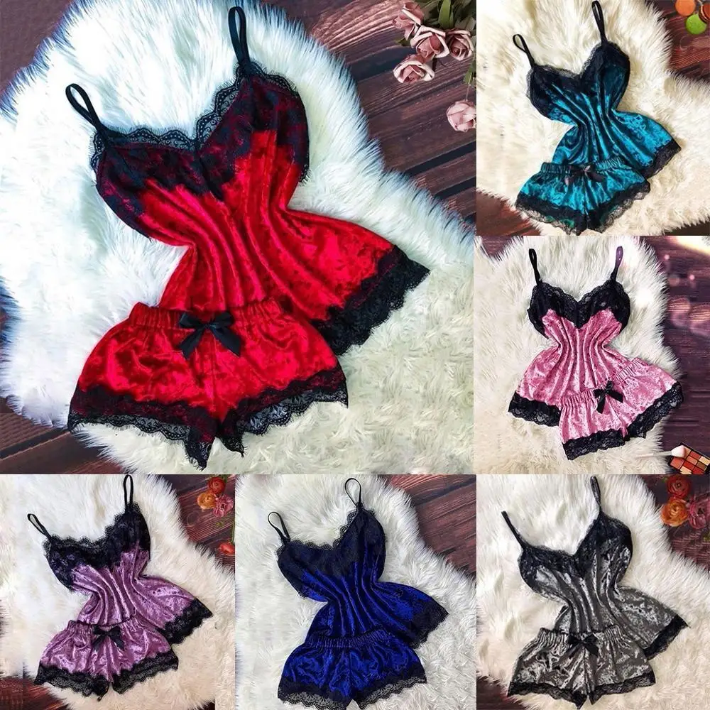 

lencera sexy Fashion Velvet Pajamas Sleepwear Nightdress Suit 2021 NEW YEAR Gift Sexy Lingerie Women Erotic Underwear