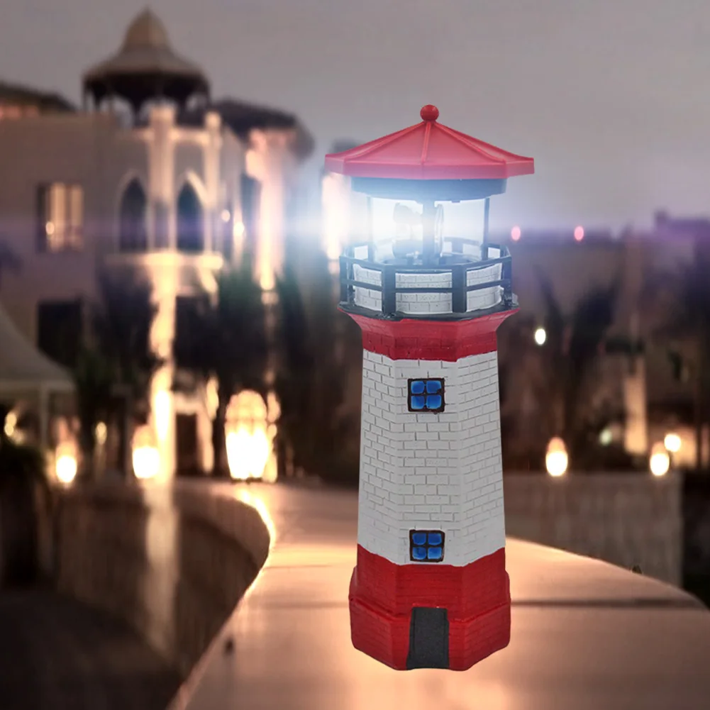 

Lighthouse Shape Solar LED Light Garden Fence Yard Outdoor Decoration Smart Sensor Beacon Rotating Lamp