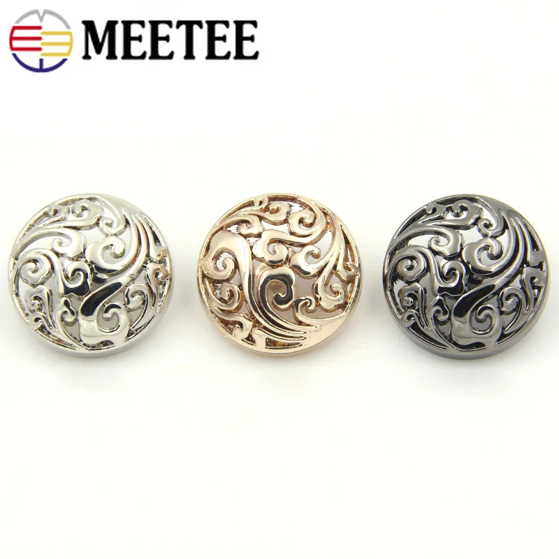 Meetee 30 шт. 15/18/20/22/25 мм высококачественные полые металлические пуговицы мужские