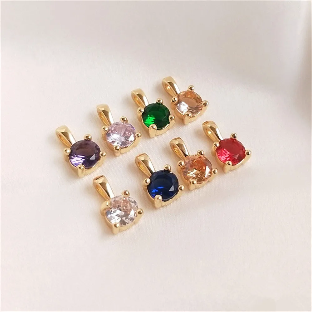 14K позолоченная искусственная кожа блестящий 3A Цирконий diy кулон | Украшения и