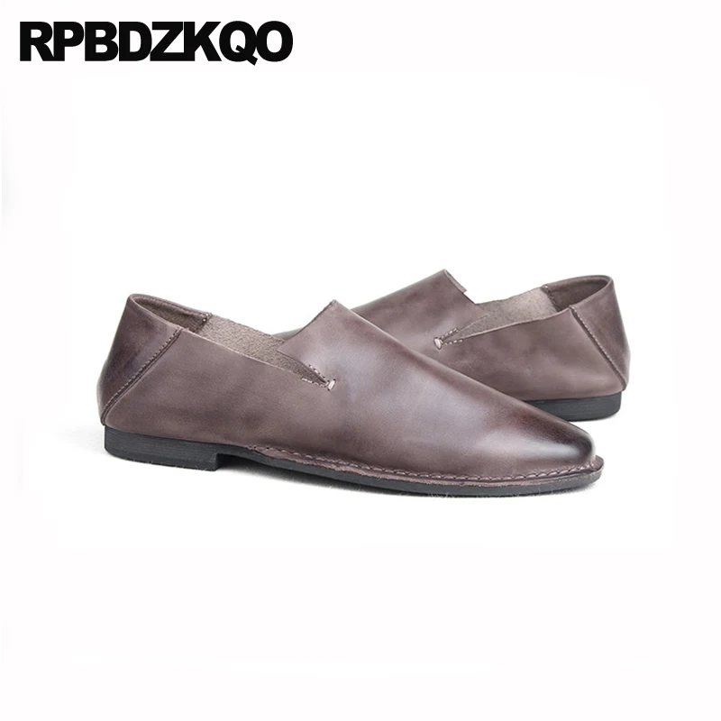 Driving Brown Genuine Leather Cow Skin Soft Soled European High Quality 2021 Men Casual Flats Shoes Brand Famous Summer Runway | Обувь