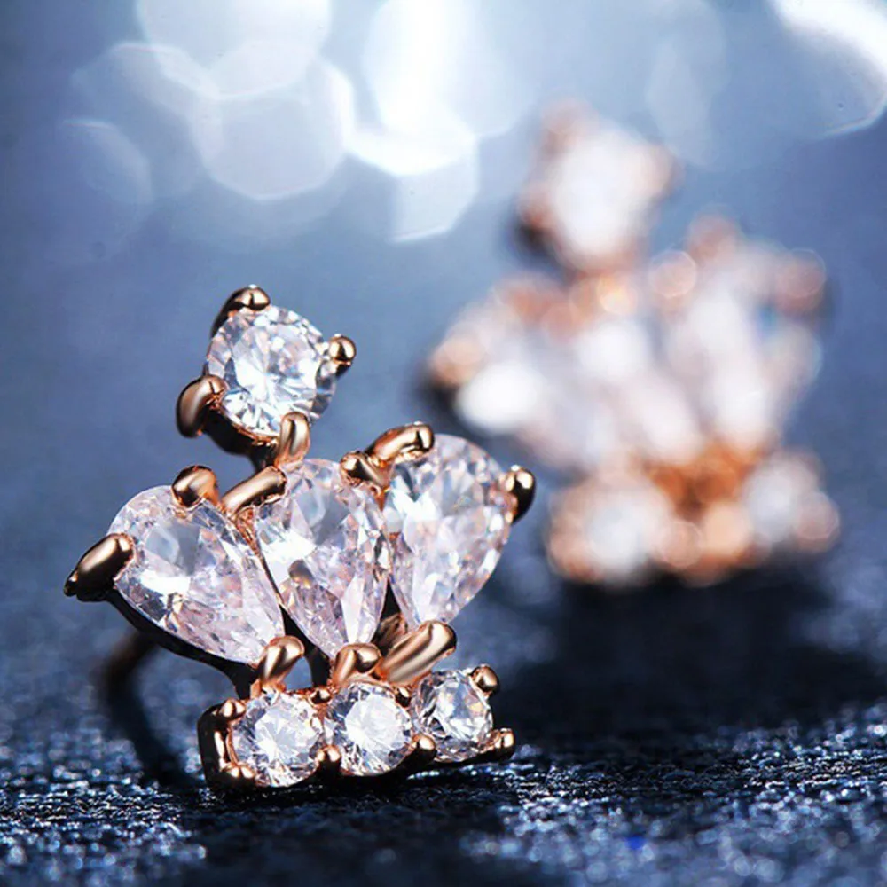 Женские серьги в форме короны гвоздики с кристаллами Ювелирное Украшение