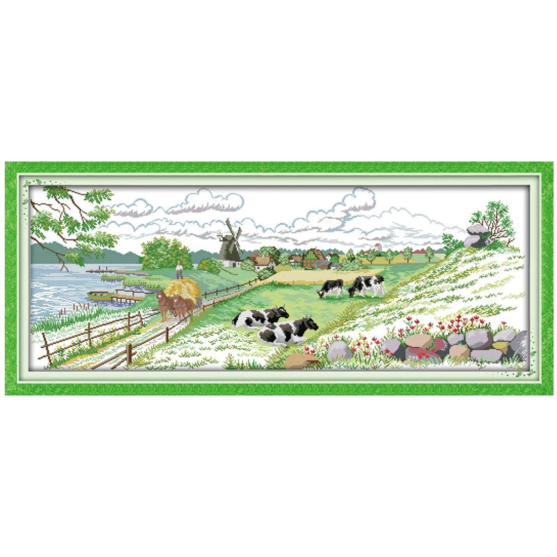 

Pasture scenery painting counted 11CT 14CT DIY kit Chinese wholesale Cross Stitch embroidery needlework Sets home decor