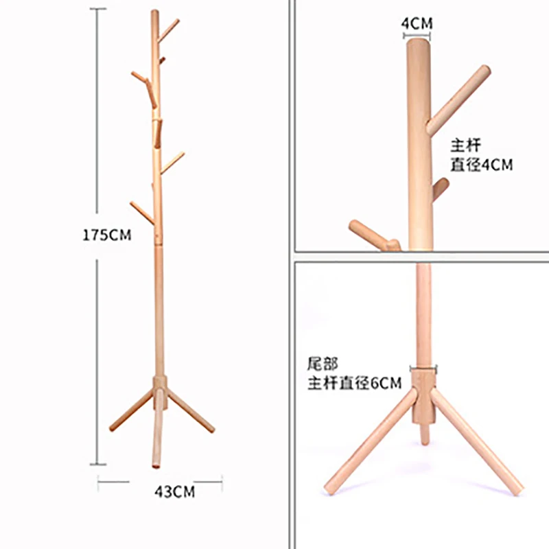 

DIY Assembly Coat Rack Fashion Furniture Wood Living Room Coat Rack Assembly Can Be Removed Bedroom Move Clothes Hanger