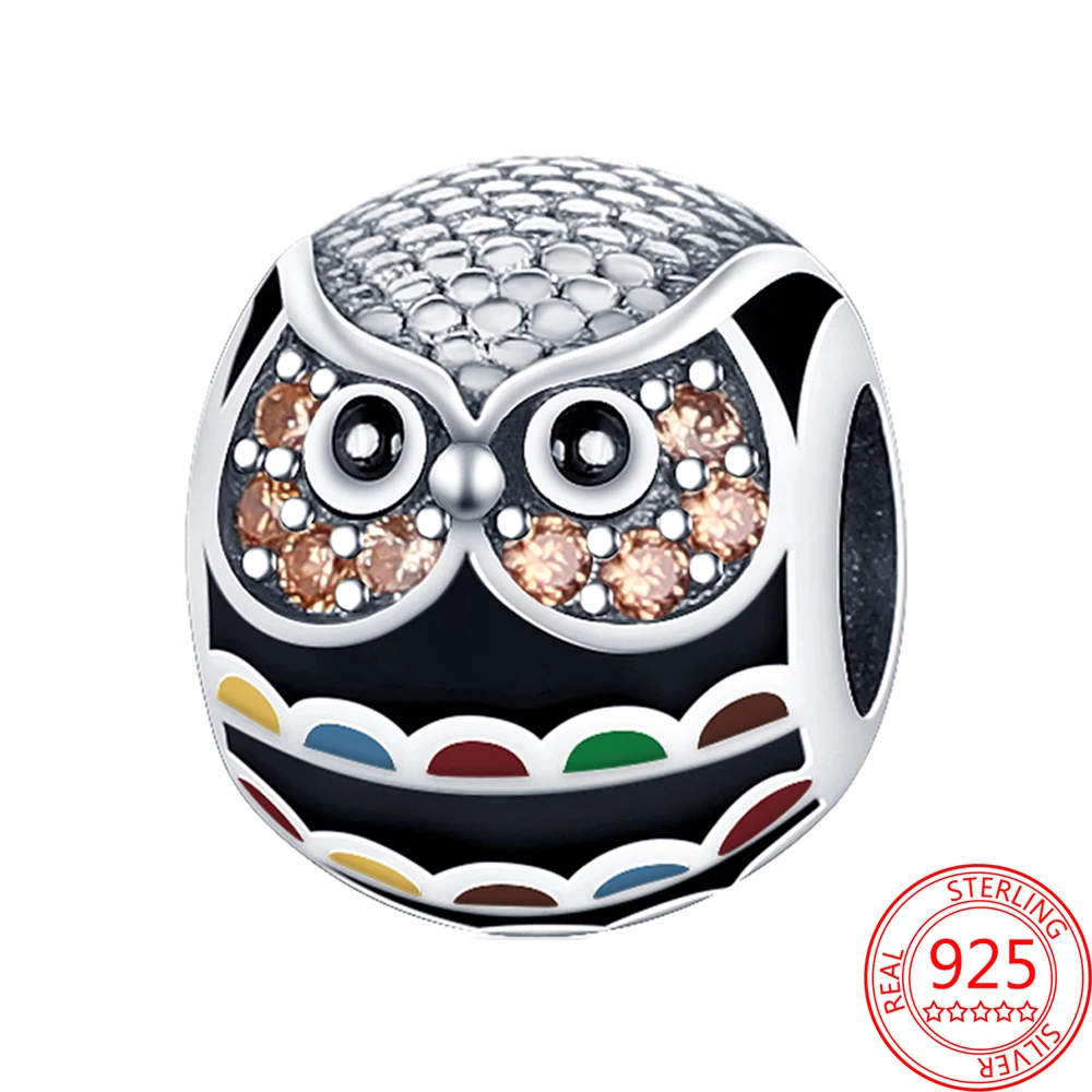 

New 925 Sterling Silver Original Toot Bird Zircon Beads Charm Pendant Fit Pandora Bracelet Bangle for Women DIY Jewelry Gift