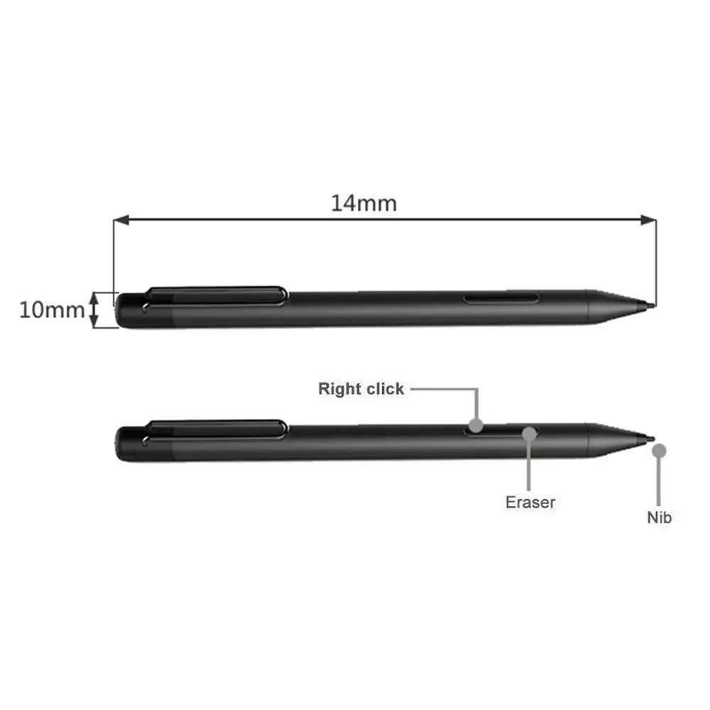 Стилус для Microsoft Surface Pro 3 4 5 6 серебристый/черный с голубыми зубцами Go Book HD перо из