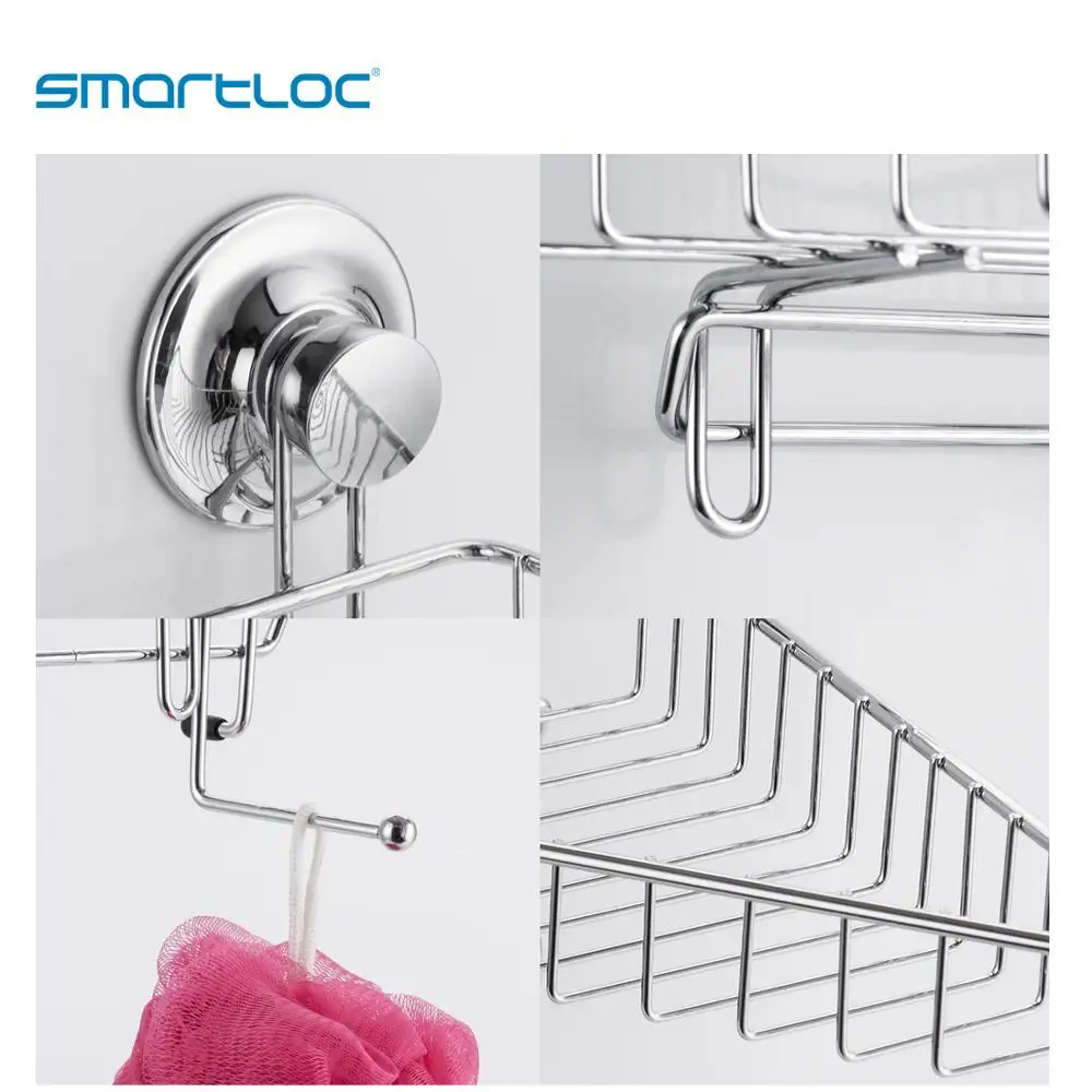 Присоска smartloc 2 слойная настенная полка для ванной аксессуары органайзер угловая