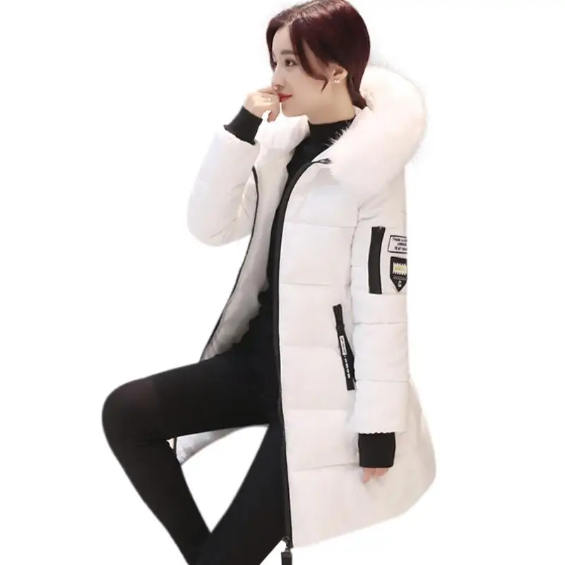 

Padded winter new pike jacket female long 5 size big fur collar hooded women's Tooling warm M L XL XXL XXXL parkas cotton M1