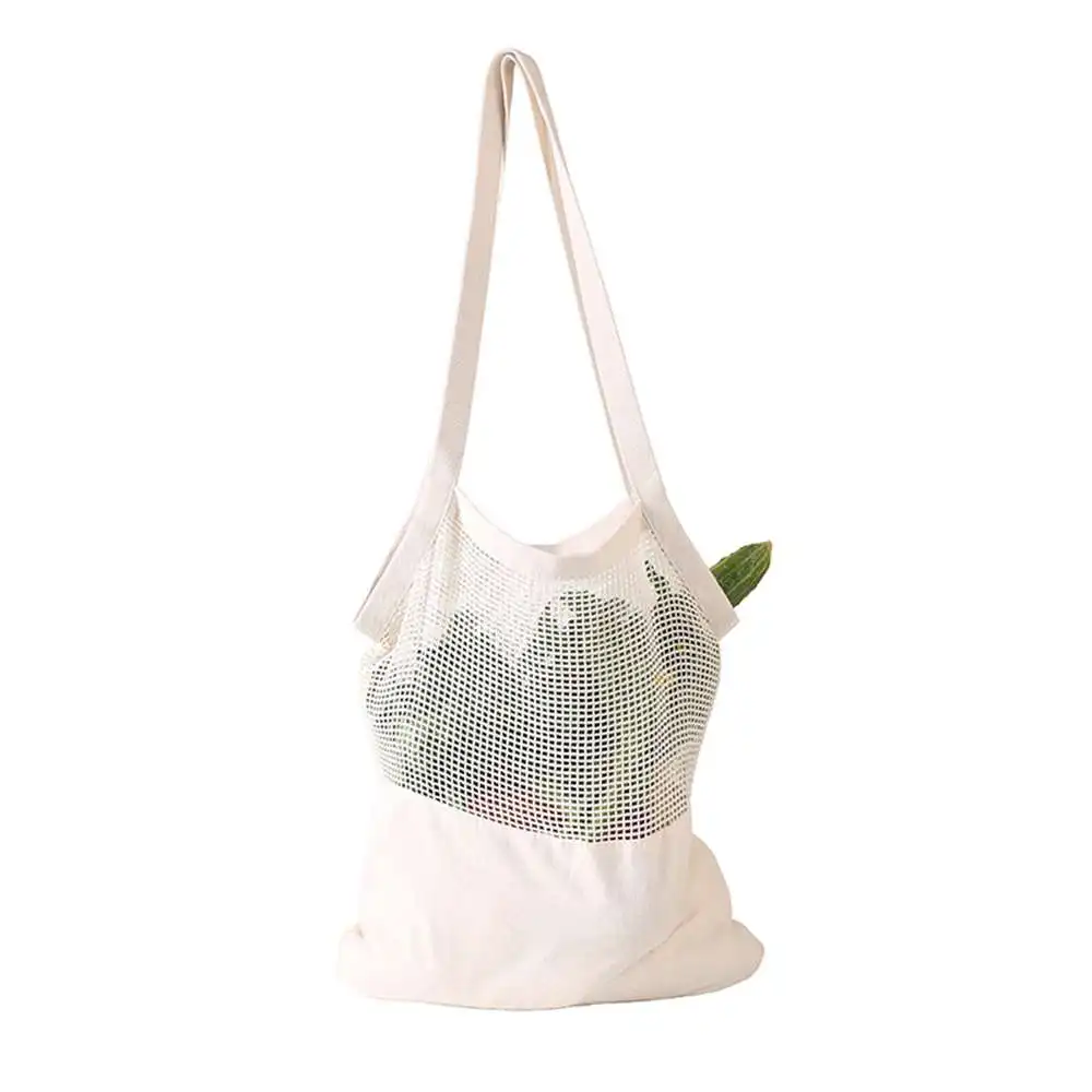 

Eco-friendly Cotton Shopping Bag Fruit And Vegetable Shoulder Cotton Mesh Long Portable Cotton Mesh Storage Bag