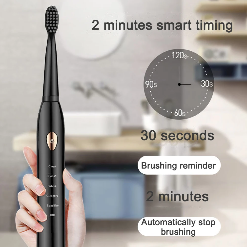 

Sonic Electric Toothbrush 5 6 Cleaning Mode Sonic Toothbrush USB Rehargeable Rechargeable Tooth Brushes Replacement Heads Set