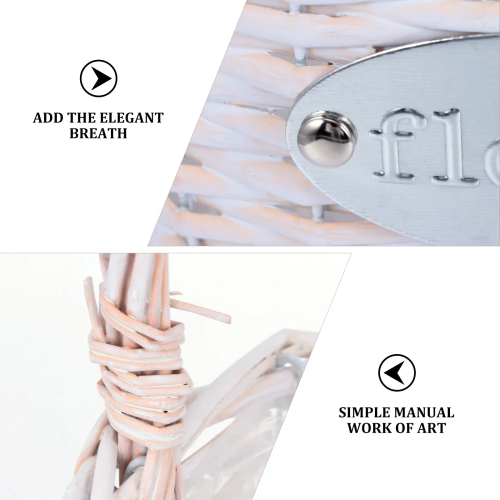 

1pc Bride Basket Photo Prop Portable Woven Flower Basket Wedding Party Supply