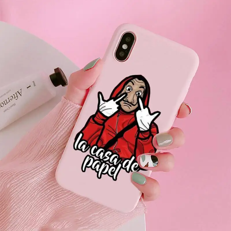 

Spain TV Paper Home Phone Case Candy Color Pink for iPhone 11 pro XS MAX 8 7 6 6S Plus X 5S SE 2020 XR