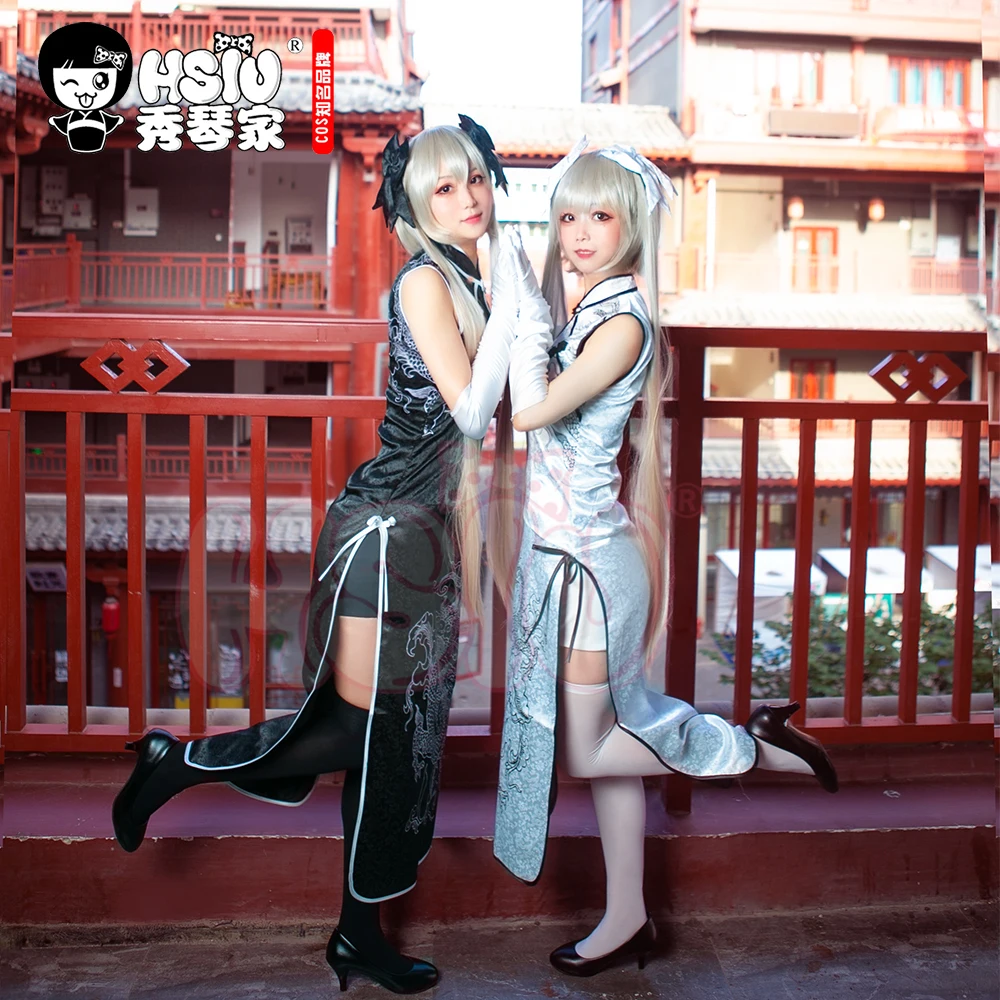 HSIU Sora Kasugano cheongsam Yosuga no одежда для косплея белый или черный костюм перчатки и носки