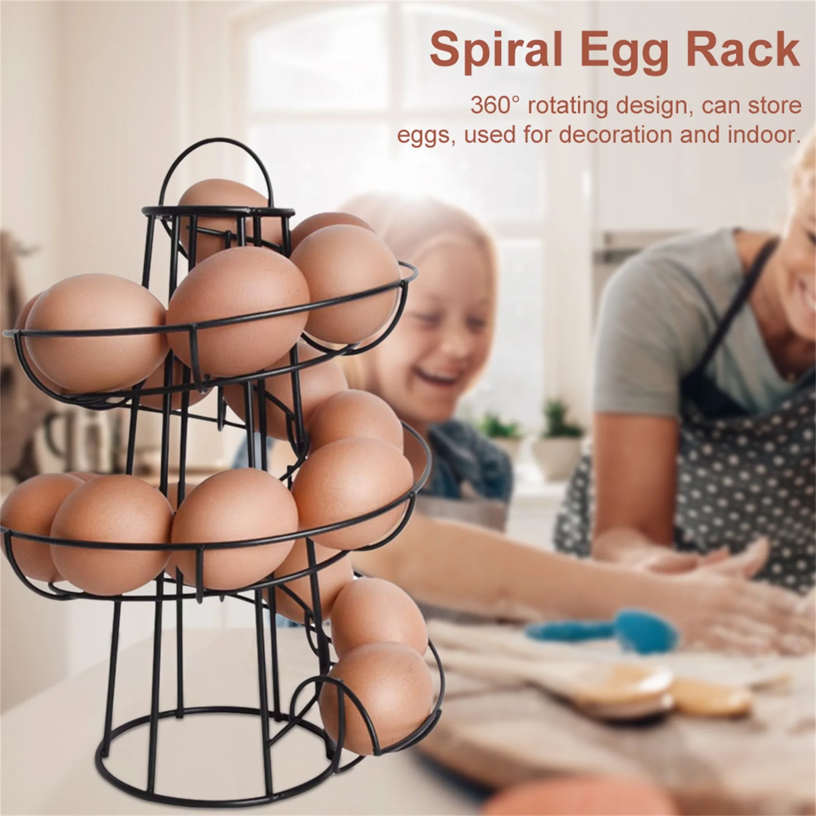 

Egg Dispenser Rack Spiral Egg Holder Kitchen Metal Egg Skelter Storage Display Rack