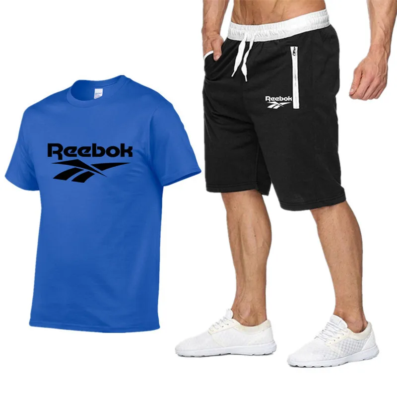 

Fashion men's jogging track and field printed T-shirt sports suit casual running clothes summer short-sleeved shorts 2-piece set