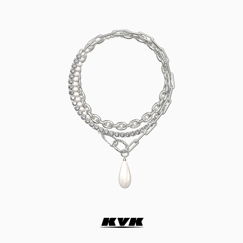 

KVK pearl necklace female clavicle chain 2021 new ins tide niche design accessories online celebrity cold wind jewelry