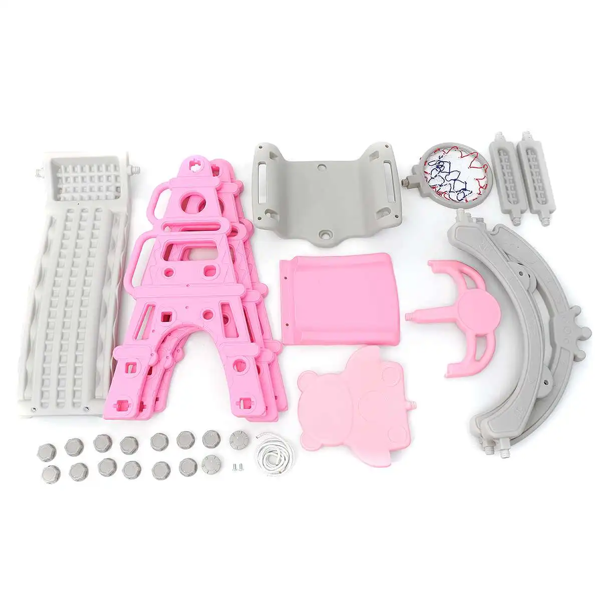 

3-IN-1 Children's Sliding Board Seesaw Home Kids Playground Plastic Slide Basketball Toy Set Indoor Kindergarten Swing for Child