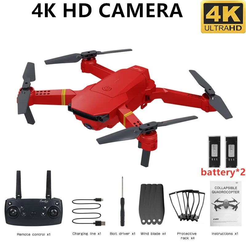4K 2Battery HJHRC JY019 wifi FPV с широким углом обзора 1080P HD 4K камера режим удержания высоты складной рычаг RC Квадрокоптер Дрон RTF Дрон VS E520S E58 - Цвет: 4K 2Battery