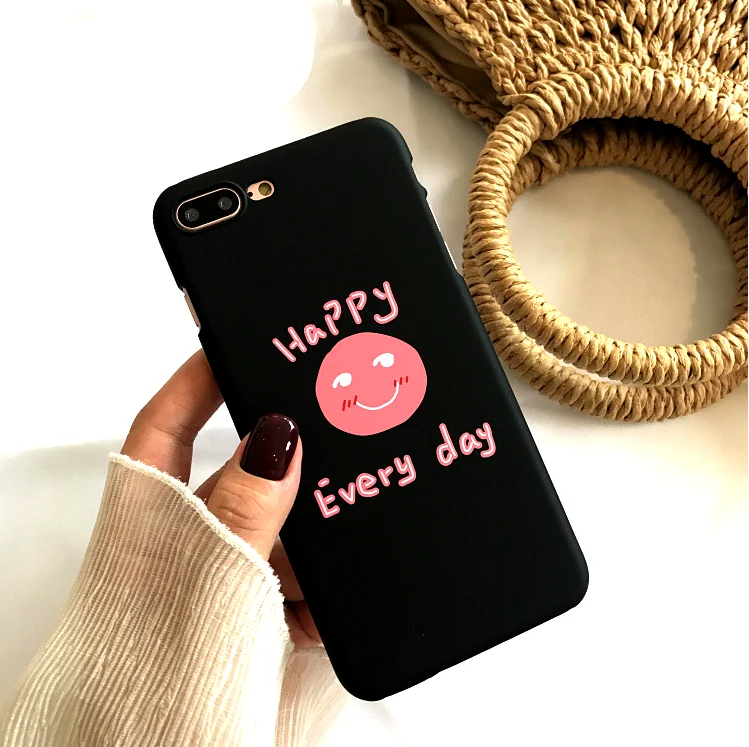 Чехол для Телефона iPhone 6 6s 7 8 Plus чехол X XS матовый черный с рисунком Жесткий ПК Apple |