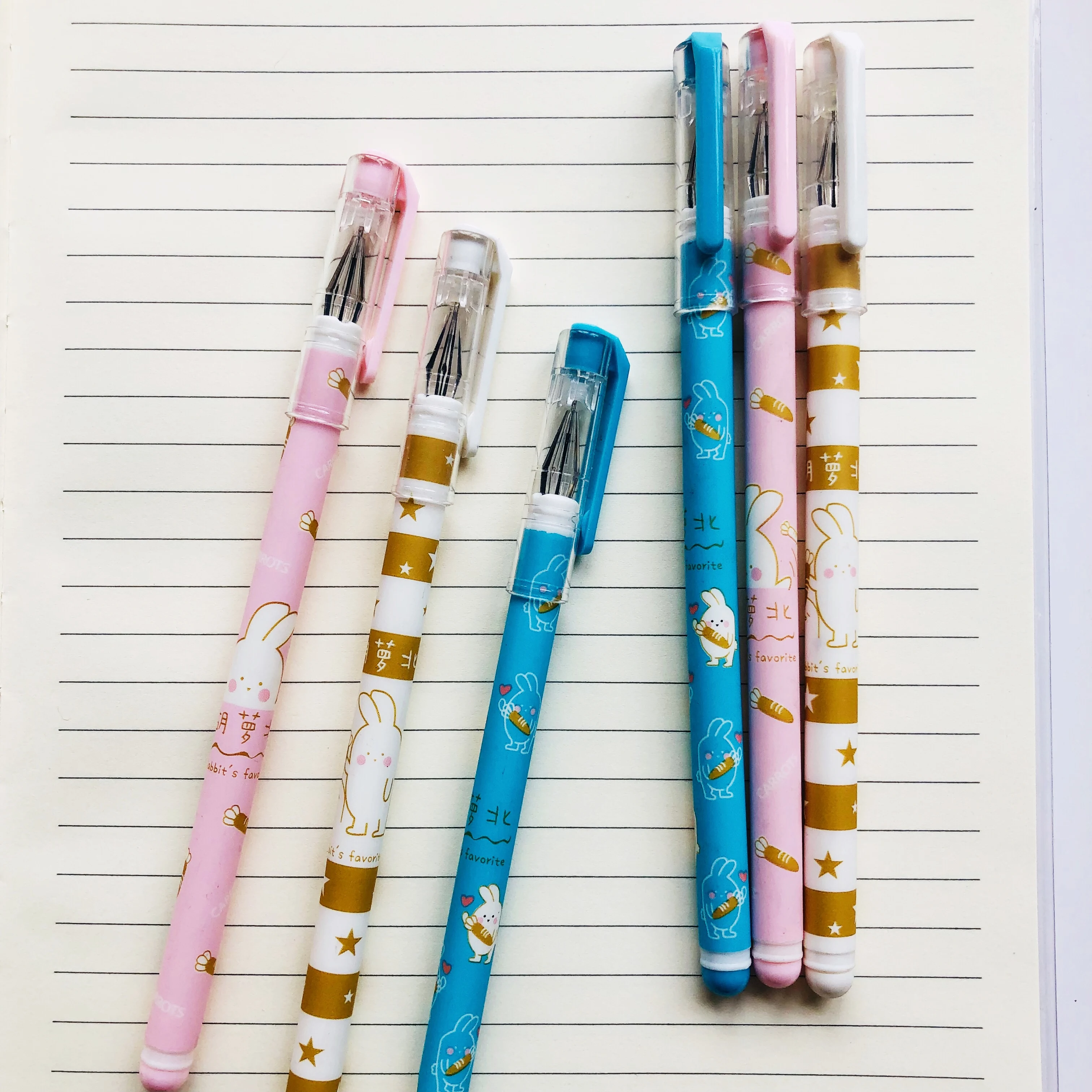 

2pcs Kawaii Rabbit Love Carrot Gel Pen Student Stationery Black Ink 0.5mm Writing Pen