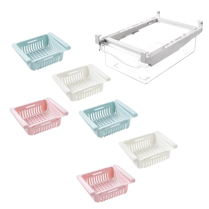 

Plastic Clear Fridge Organizer Bins and Handle with 6Pcs Fridge Storage Box,Fridge Shelf Holder Storage Box