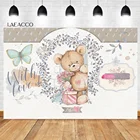 Laeacco мультяшный плюшевый мишка тедди маленькая принцесса розовый фон для фотосъемки детский постер Портрет фон для фотосъемки на заказ