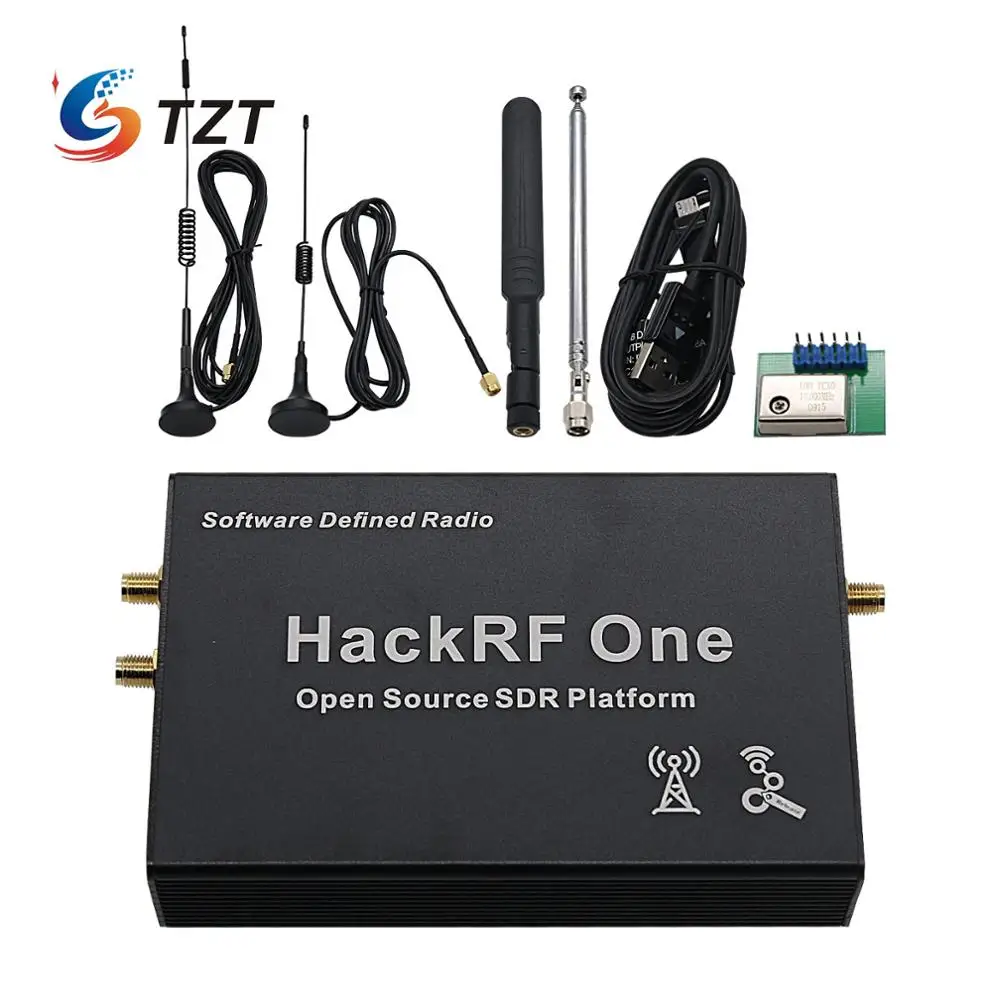 TZT HackRF One SDR Software Defined Radio 1MHz to 6GHz Mainboard Development board kit with 4 Antenna TXCO GPS Clock Full set