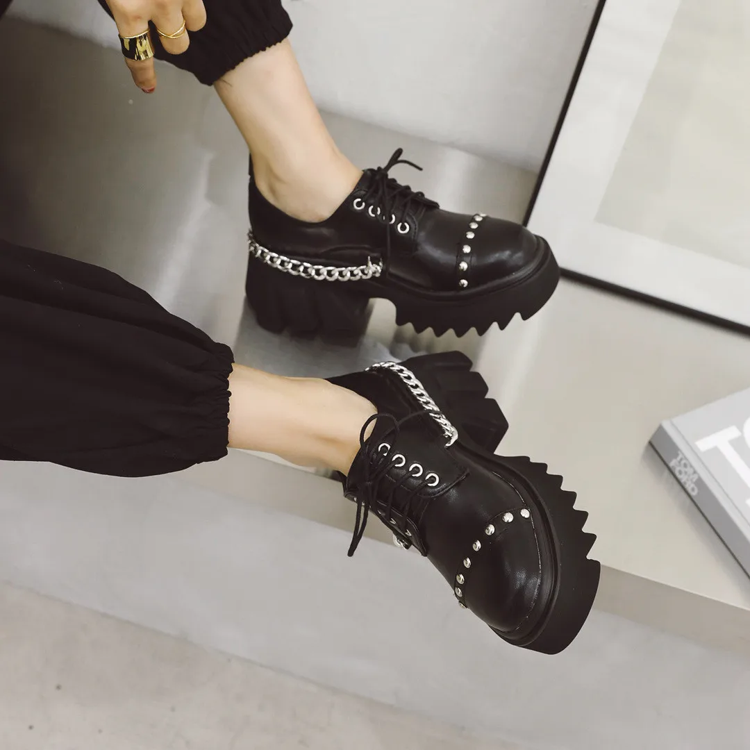 

2021 Lolita Shoes Platform Mary Janes Shoes Women Leather Oxford Shoes Black Pumps Retro Flat Platform Buckle Strap Girls Shoes