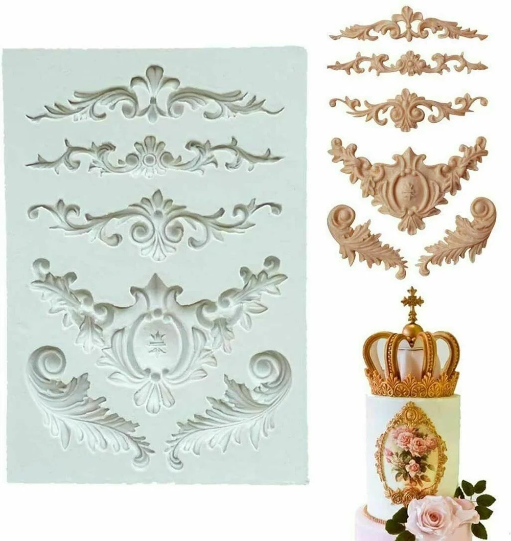 

Silicone Baroque Vintage Cake Frame Mold Fondant Sugarcraft Embossing Mould Tool