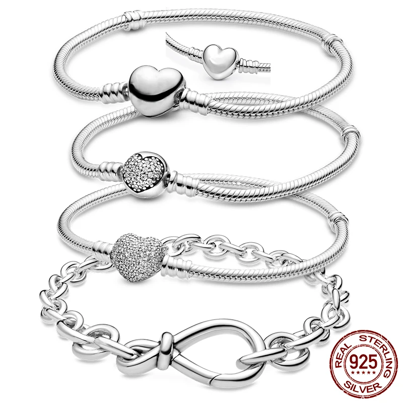 

Women Bracelet 2022 New 925 Sterling Silver Snake Chain Women Silver Bracelet Heart Bangle For Women Sterling Silver Jewelry