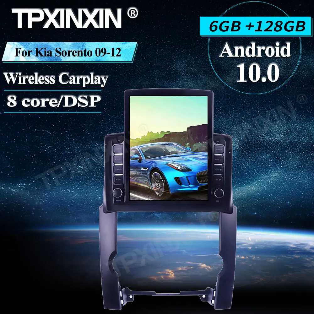 저렴한 기아 쏘렌토 09-12 용 6 + 128G 테슬라 스타일 차량용 멀티미디어 플레이어, 안드로이드, 무선, 카플레이, 스테레오 수신기, 라디오, 자동차 GPS, 내비게이션
