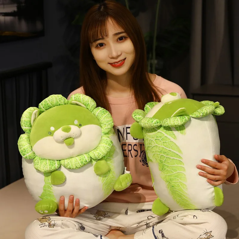 

Creative Green and White Chinese Cabbage Dog Plush Toy Soft Cartoon Vegetable Plants Stuffed Doll Comfortable Pillow Gifts