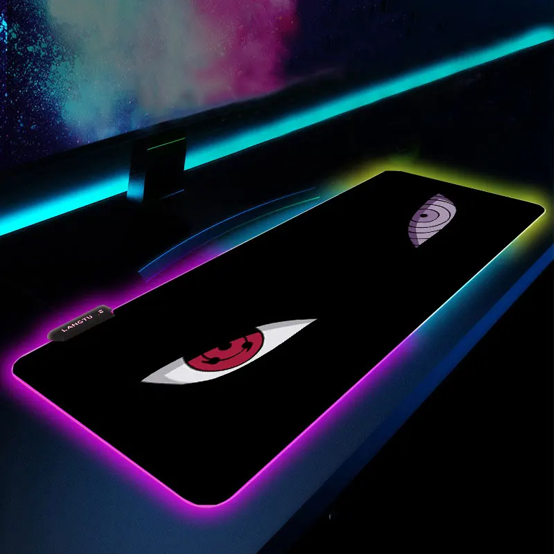 Игровой коврик для мыши с аниме RGB подсветкой 900x400 размер XXL компьютерный CS GO Hyper