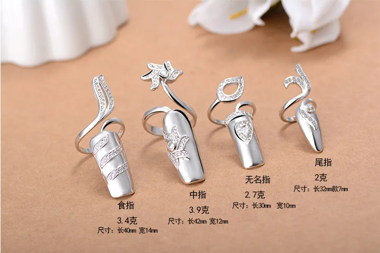 KITEAL XZSR041 Ring ring Female temperament Wild diamond Nail cover silver color female engagement bague Top Quality jewelry | Украшения и